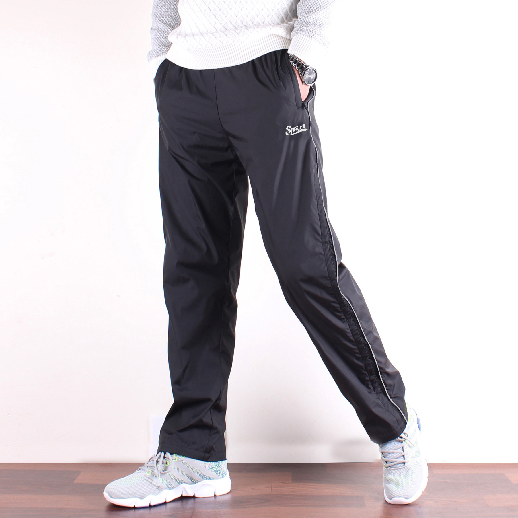 夏季薄款涤纶运动裤男长裤宽松大码跑步学生秋冬直筒青少年速干裤