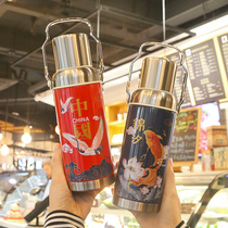 Chinese style classic nostalgic old-fashioned thermal insulation pot female portable creative national tide large capacity double-layer casual water Cup male