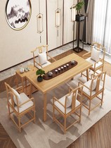 New Chinese Log Tea Table and Chair Combination Tea Table Simple Modern Kung Fu Zen Tea Table Solid Wood Household Tea Table