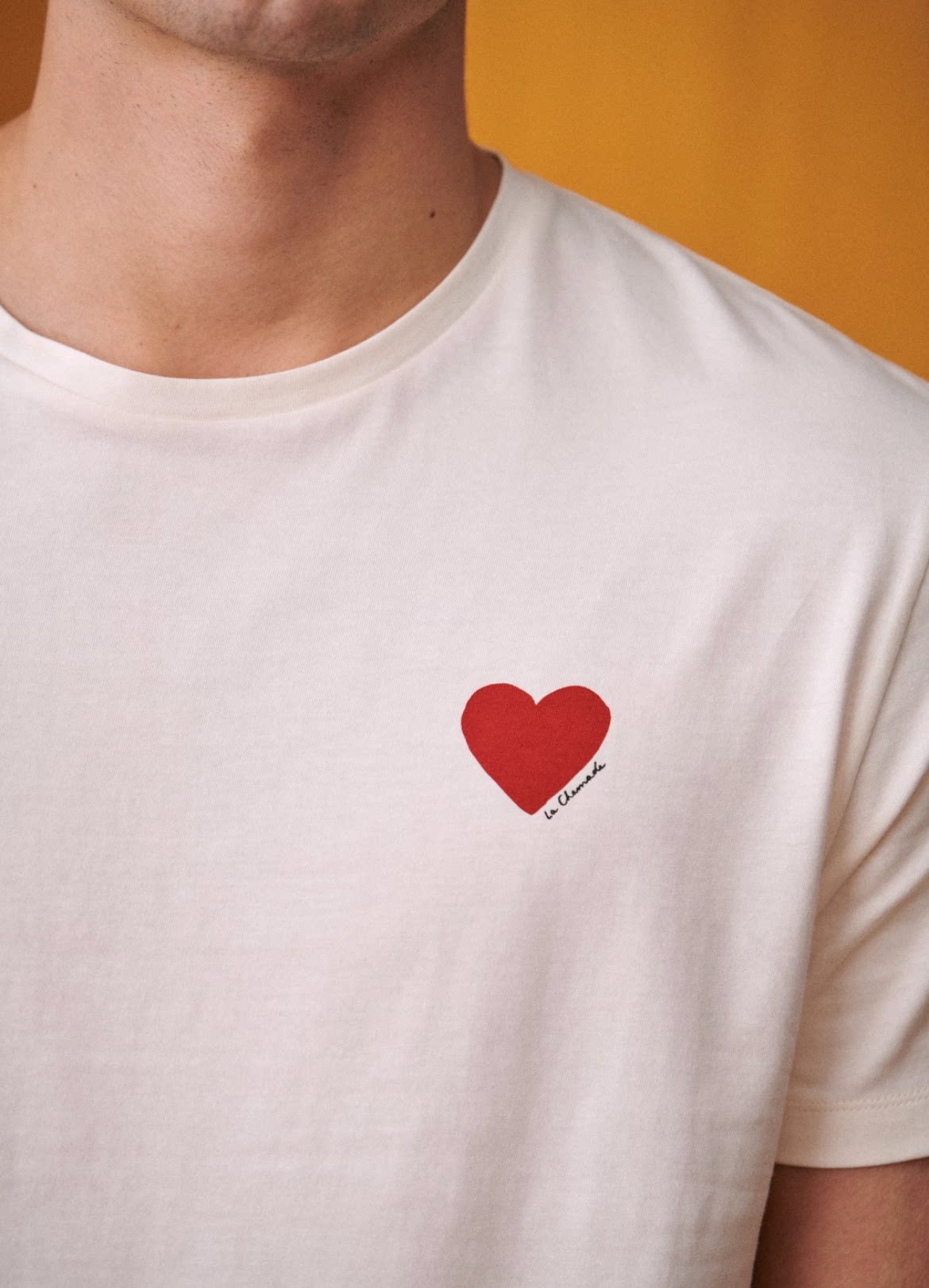 saki法式小众情侣装法语字母爱心红心印花白色t恤短袖圆领正肩女