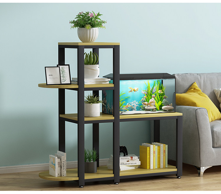 实木简易架子黑色简易底柜鱼缸客厅鱼缸简易海水缸中型龟缸架置物