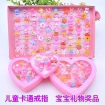 Childrens gemstone ring female princess cute cartoon diamond jewelry girl baby toy ring little girl