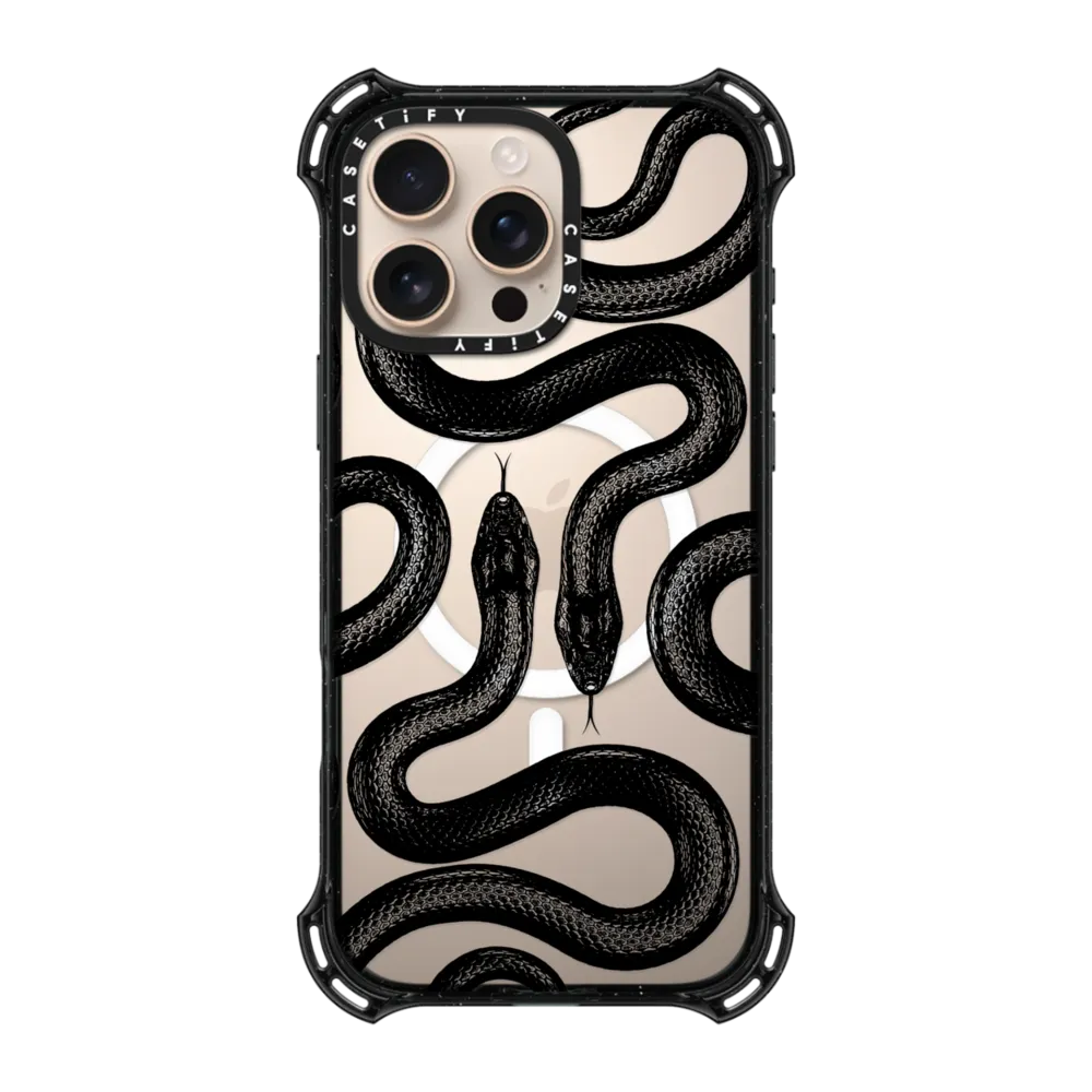 現貨casetify黑色王蛇適用蘋果iPhone15/16 Pro Max高級感時尚