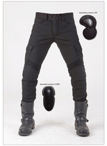 Four seasons motorcycle riding jeans anti-fall pants protective pants 06 black green delivery mens