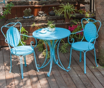 Garden Casual Tea Table Terrace Balcony Iron Art Table And Chairs Combined American Countryside Blue Table Heart-shaped Loving Chair