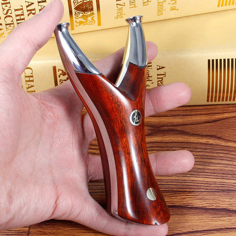 龙鳞弹弓440不锈钢紫檀实木弹弓精准户外飞虎贴片扁皮反曲金属