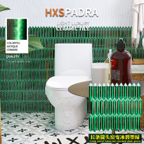 HXSPADRA Export Kin Arrow Long-strip Mosaic Ceramic Ice Cracked Green Balcony Bathroom Tile