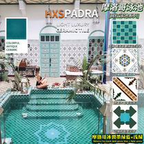HXSpaDRA Morocco Wind Network Red Pool Mosaic Green Cracked Ceramic House Pool Tile