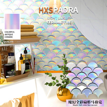 HXSpaDRA Fan-shaped Ceramic Mosaic Tile Scale Toilet Background Wall Bar Wall Bar