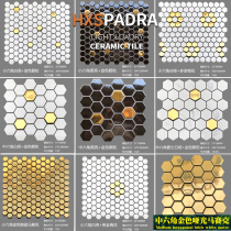 HXSpaDRA Nordic Hexagon Ceramic Mosaic Golden Tile Background Balroom Balroom Balroom tiles