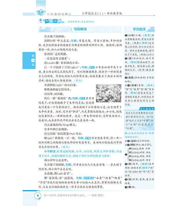 小学教材全解5年级五年级语文上冀教版河北教育版2018秋用