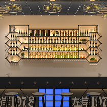 Wine rack Wall-mounted bar bar wine cabinet Wrought iron creative wine rack Wall shelf wine cabinet display rack