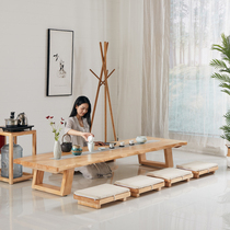 Japanese Tatami tea table Solid wood tea table Zen low table Bay window Long windowsill table Tea table Sitting Kang table