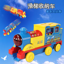 Large Interiology Kindergarten Music Train Slide Car Magnette Backstreaming Toy Model Set