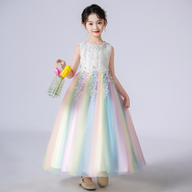 Girls dress 2022 summer new childrens performance dress skirt foreign style fashionable wedding dress flower girl host