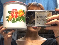 Yin Zheng Tong oversized tea tank nostalgic vintage enamel cup retro large enamel water cup with lid