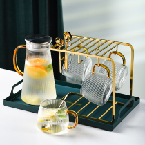 Kettle cup set Household light luxury heat-resistant glass cold water kettle cup Japanese living room teacup with tray