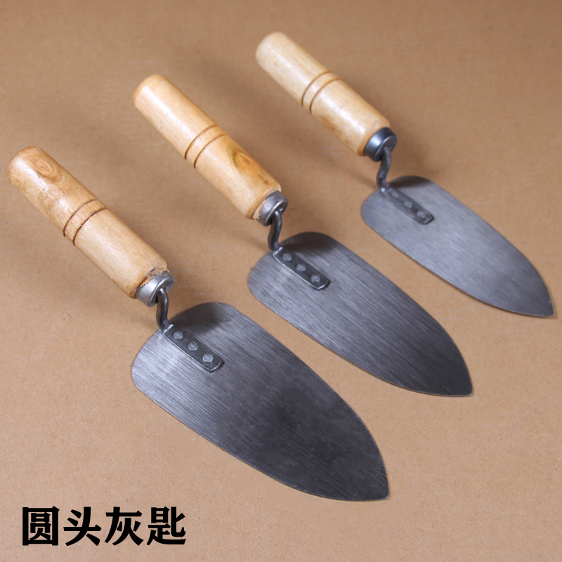 Round-head ash-spoon shovel shovel tip small piece of iron plate peach plaster cladding tile