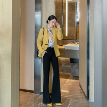 Fashion commuter yellow wool suit formal suit womens three-piece spring new ol female president business formal suit