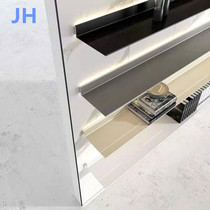 Custom aluminum alloy LED luminous laminate gold shelve black metal background wall-mounted storage rack