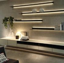 Aluminum alloy luminous laminate lined separator built-in charging LED double-sided luminous decorative metal shelve wall hanging