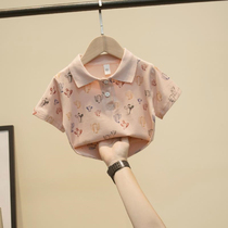2021 summer new boys short-sleeved T-shirt female baby childrens clothing personality handsome cartoon casual Polo top