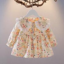 2021 autumn new baby girl outdoor coat childrens clothing Girl Flower doll skirt T-shirt shirt tide 3