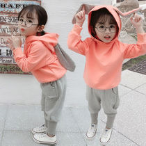 2021 autumn new girl spring and autumn two-piece set outdoor female baby 2 baby Children 4 foreign-style childrens clothes