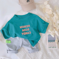 Summer boys and girls cotton short-sleeved tops Loose childrens clothing Korean half-sleeve T-shirts Womens baby casual tops