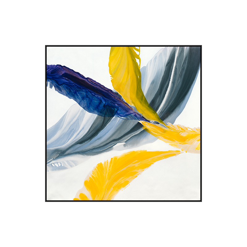 北欧现代抽象艺术黄色羽毛装饰画客厅大尺寸挂画样板房玄关餐厅画