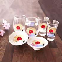 Japan Imports High Wood Pottery Cold Sensation Fuji Shan Clear Wine Glass Discoloration Cherry Blossom Wine Glass Birthday Gift Suit