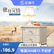 European-style solid wood bedside table Large size white simple modern assembled bedside cabinet Special price economical simple cabinet