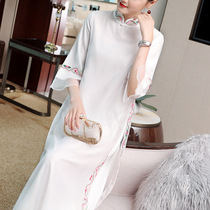 Chinese style womens improvement Hanfu Xiaofeng dress Republic of China Literary and Art ladies Chinese retro Zen tea Clothing Spring