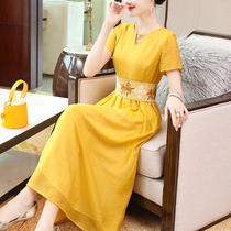 Improved socialite Hanfu cheongsam dress literary retro National style Chinese style womens Zen tea suit female summer