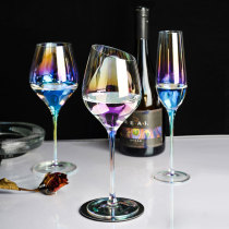 ins Rainbow Cup Netflix Gradient Seven Stained Glass High Footed Glass Nordic Colorful Wine Glass Champagne Glass Red Wine Glass