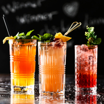 European vintage embossed cocktail Cup Long Island iced tea cup glass long drinking cup Colin Cup carved cup juice cup