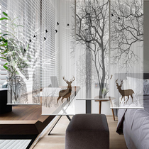 Customized Nordic partition hanging cloth curtain lifting half-through porch hanging screen study partition fashion roller curtain