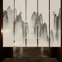 Modern porch living room bedroom study partition semi-transparent fashion hotel Chinese hanging screen roller curtain-Dieling Mountain