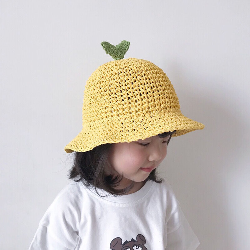 女童草帽儿童渔夫帽宝宝透气沙滩帽薄款男童防晒遮阳帽太阳帽夏天
