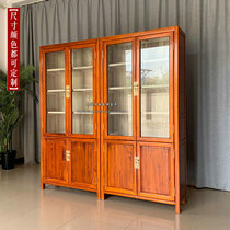 Full solid wood bookcase fragrant camphor wood bookcase with glass door bookcase filing cabinet new Chinese lockers on floor display case