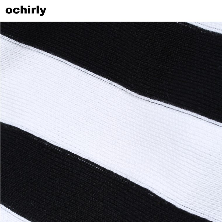 Ochirly欧时力2015新女冬装撞色条纹拼接假两件连衣裙1154031120