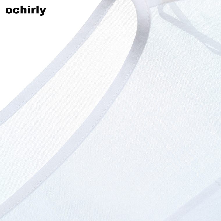【新降7折】Ochirly欧时力花边雪纺皱短款衬衫1152012040