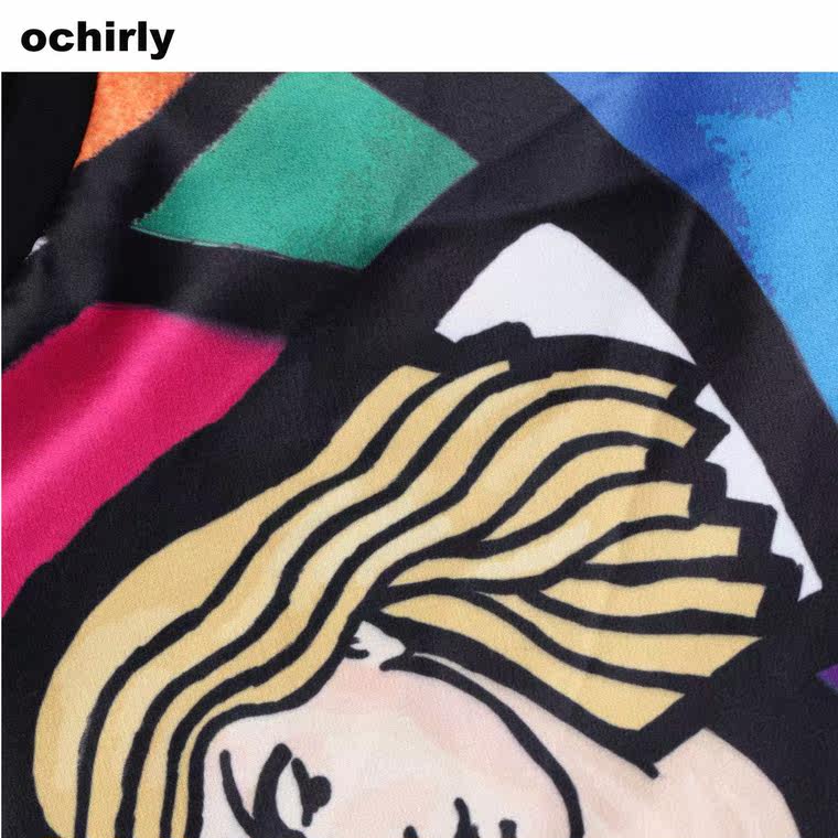 Ochirly欧时力2015新女夏装撞色印花短款宽松短袖T恤1152022680