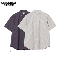 Spot BEAMS JAPAN 21SS Nissan Red Rope Loose Small Plaid Short Sleeve Shirt Cityboy