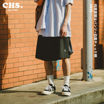 ZAKASNIO summer new black trend stitching loose wide leg harbor style Japanese five-point pants suit shorts