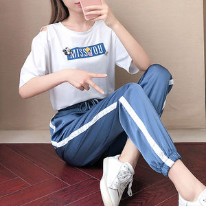运动套装女夏2021新款休闲时尚两件套洋气百搭大码宽松显瘦套装潮