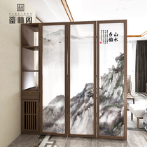 Chinese screen partition living room folding mobile entrance partition cabinet modern bedroom blocking shelf seat screen