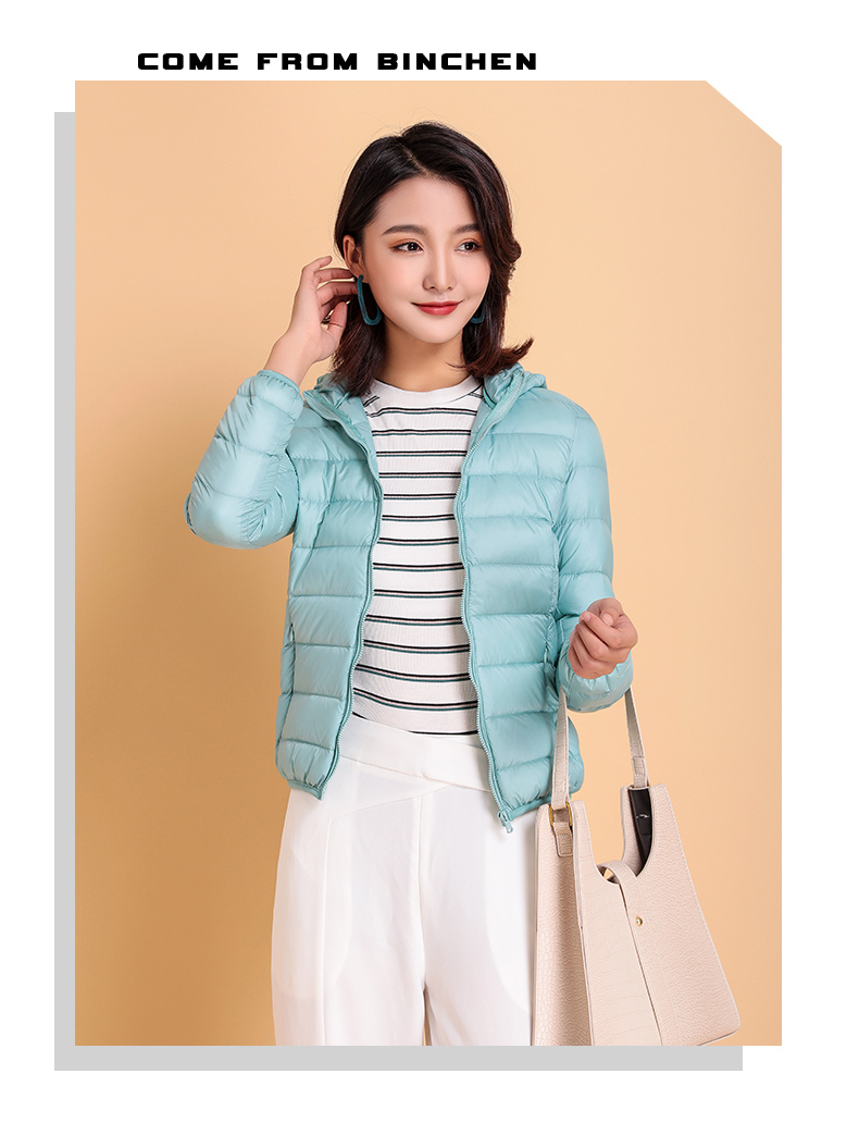 轻薄羽绒服女2019新款短款立领连帽时尚修身秋冬大码外套韩版促销