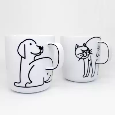 Cartoonist Tango original design Cat and dog mug