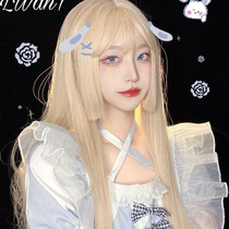 Ji hair wig female hair lisa same Golden Princess cut long straight hair lolita natural lifelike full head cover
